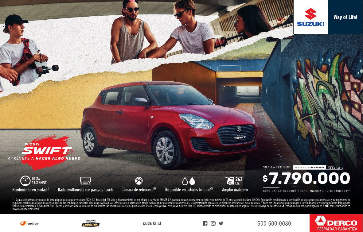 Suzuki Swift Chilean campaign print execution